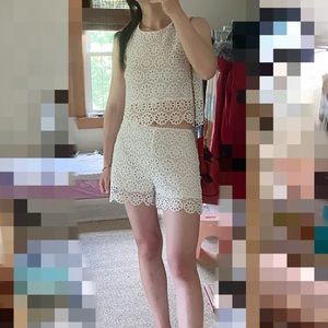 Lucy Paris 2 piece top+ shorts set floral crochet